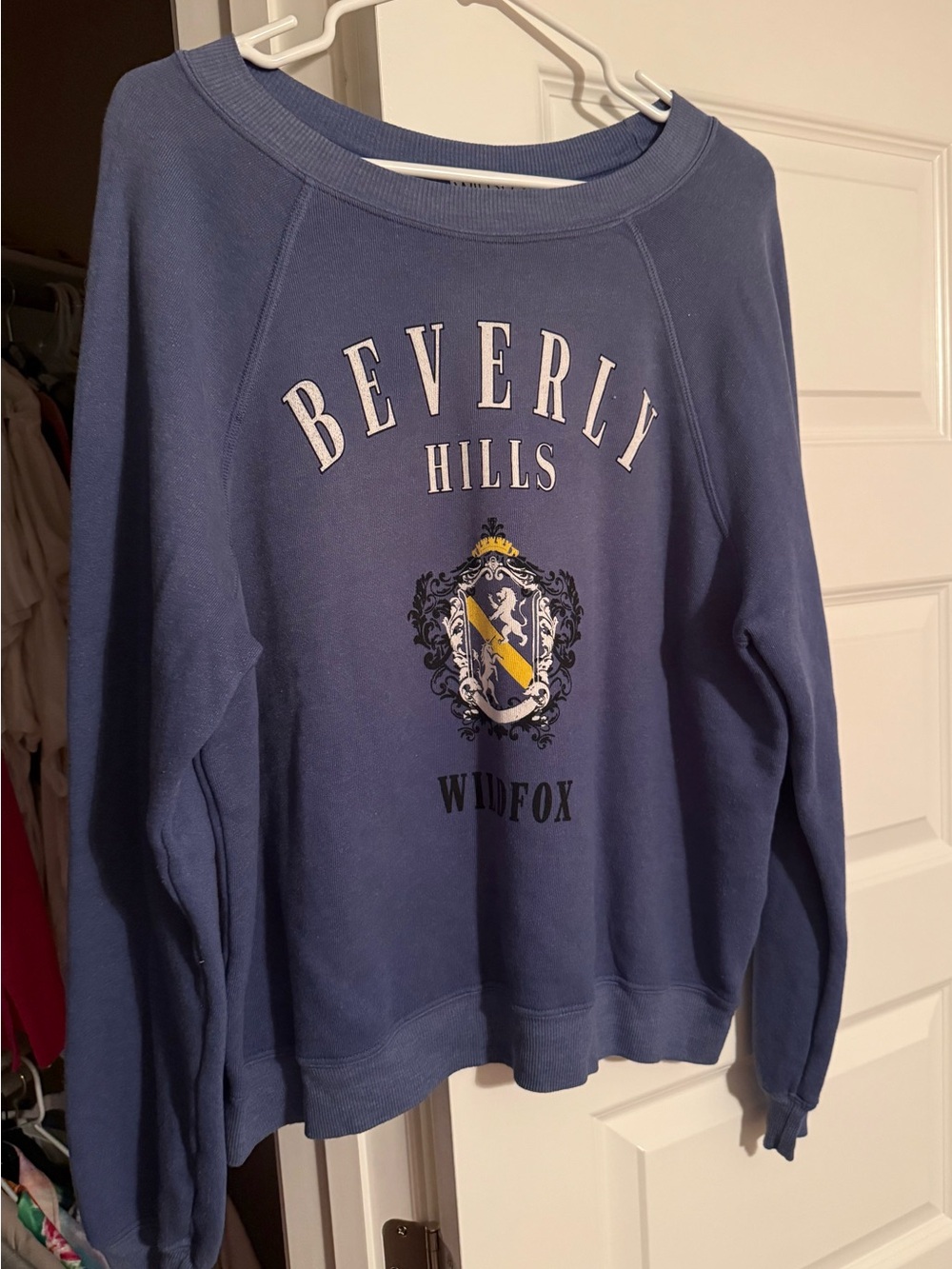 Wildfox Beverly Hills Crest Sweatshirt - Blue with Yellow Crest Detail